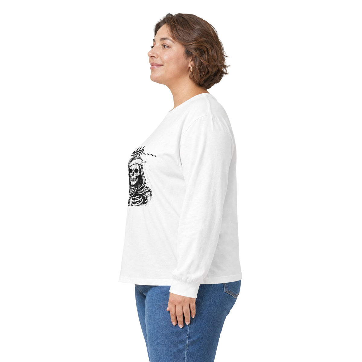Shhhh... He’s Coming! Grim Reaper Long Sleeve Tee