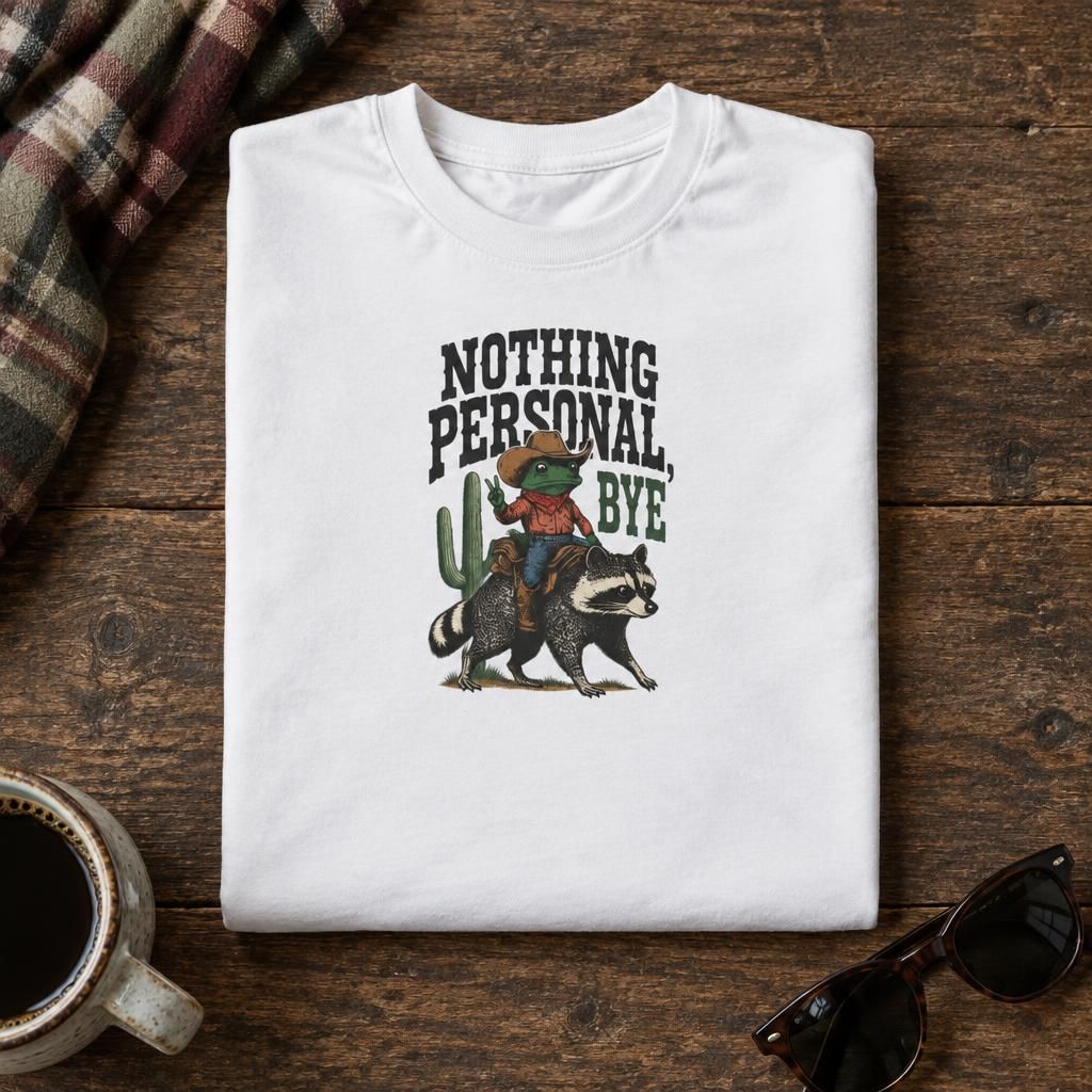 Cowboy Frog on Raccoon Tee